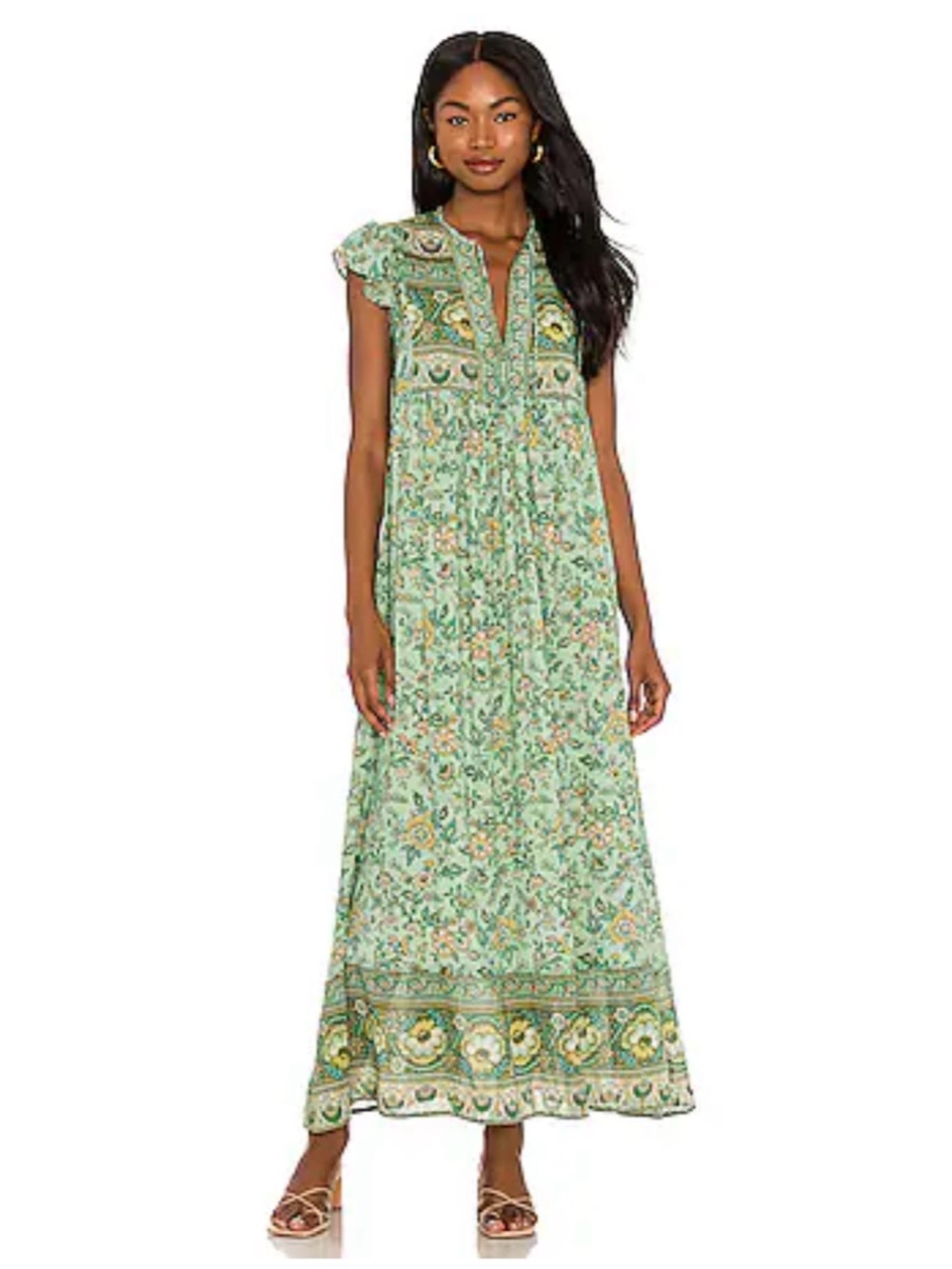 Mint Green Floral Maxi Dress - Lightweight Boho Style